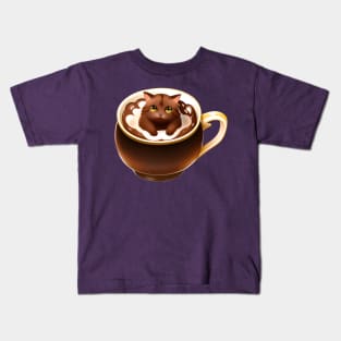 Chocolate Cat in a Tea Cup Kids T-Shirt